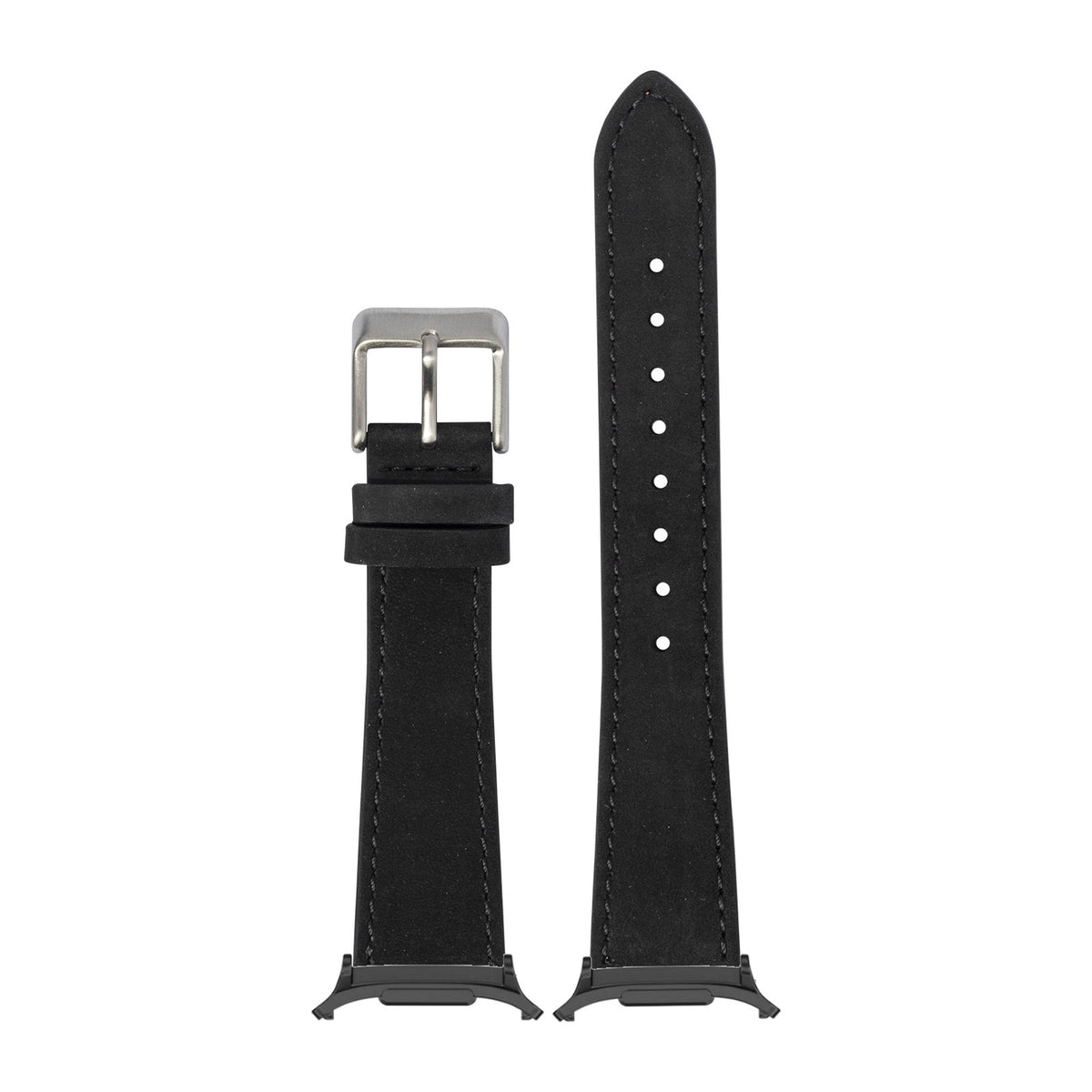 Nubuck Leather - Black for the Galaxy Watch 8, 9 and Ultra with adapter fitted
