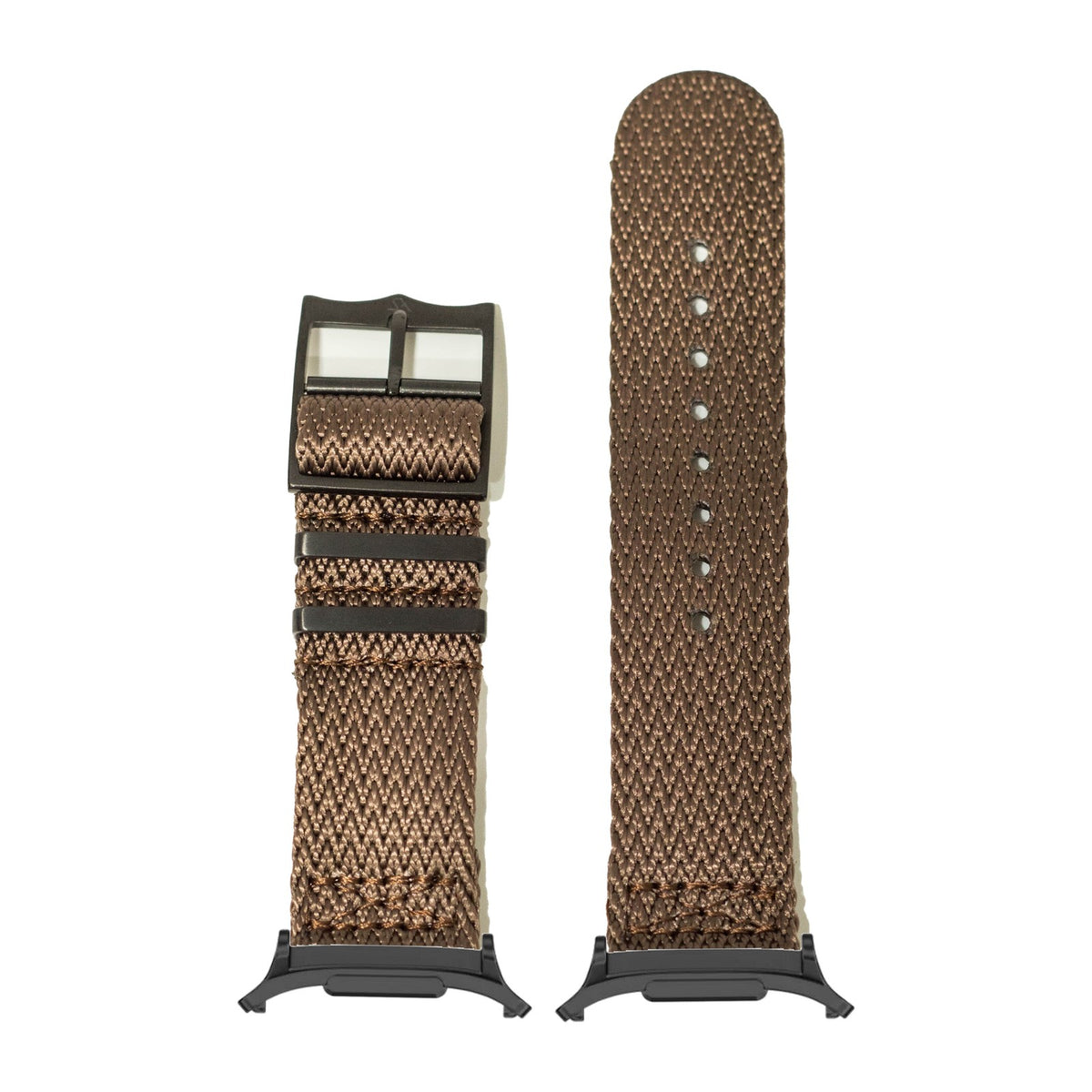 Sharktooth Militex - Stealth Brown [Black Hardware] for the Galaxy Watch 8, 9 and Ultra with adapter fitted