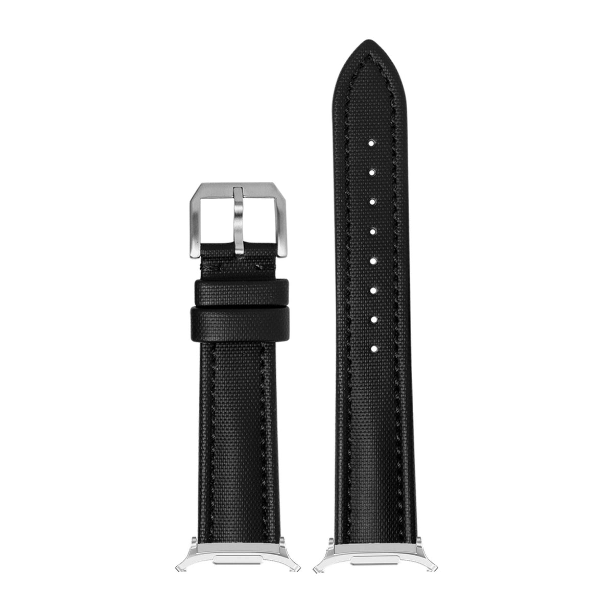 King Sailcloth - Black Small / Medium Matching Silver with Strap Adapter for Galaxy Watch 8-9/Ultra