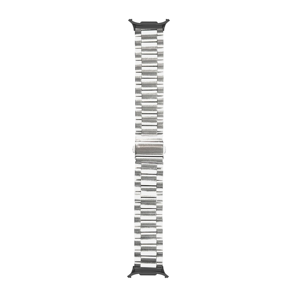 Steel Bracelet Black with Deployant Clasp - Silver with Strap Adapter for Galaxy Watch 8-9/Ultra