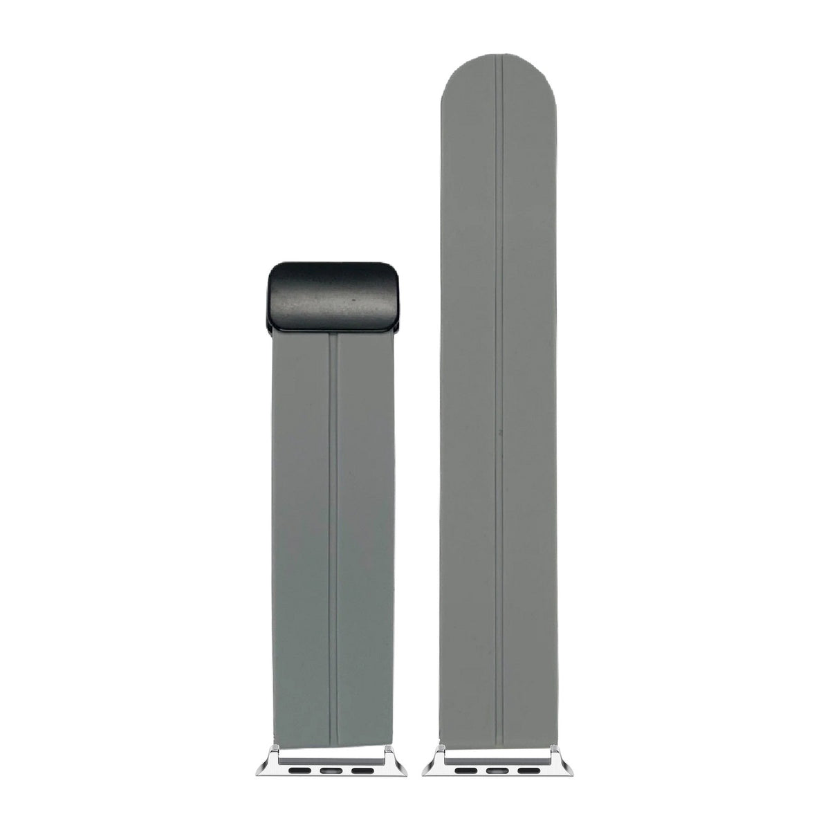 Silicone Grey Silver with Magnetic Clasp with Connecters - Spring Bar Type for Apple Watch