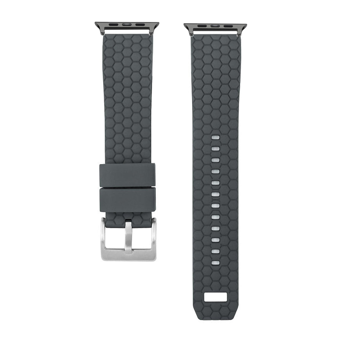 Hexagon Silicone Black Black with Connecters - Spring Bar Type for Apple Watch