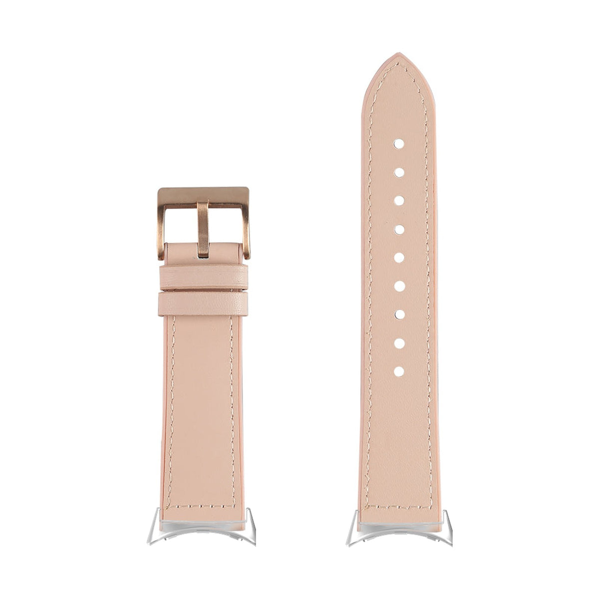 Leather Hybrid - Pale Pink Silver with Google Pixel Spring Bar Adapters - Wear Any 20mm Strap! for Pixel Watch 1-5 41mm