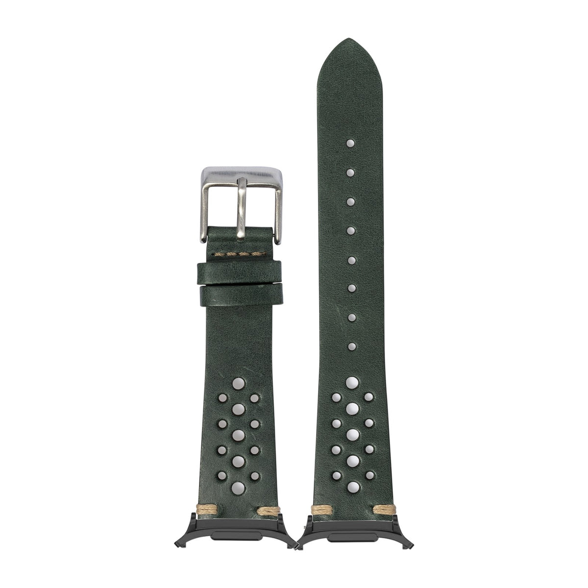 Vintage Rally Leather - Forest Green for the Galaxy Watch 8, 9 and Ultra with adapter fitted