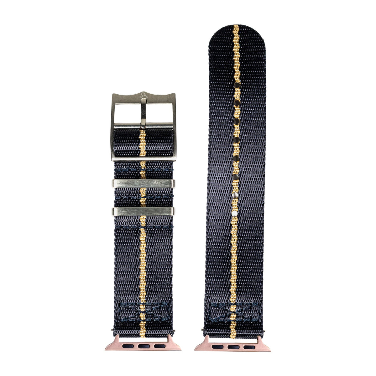 Supreme Militex - Navy Blue/Wheat Rose Gold with Connecters - Spring Bar Type for Apple Watch