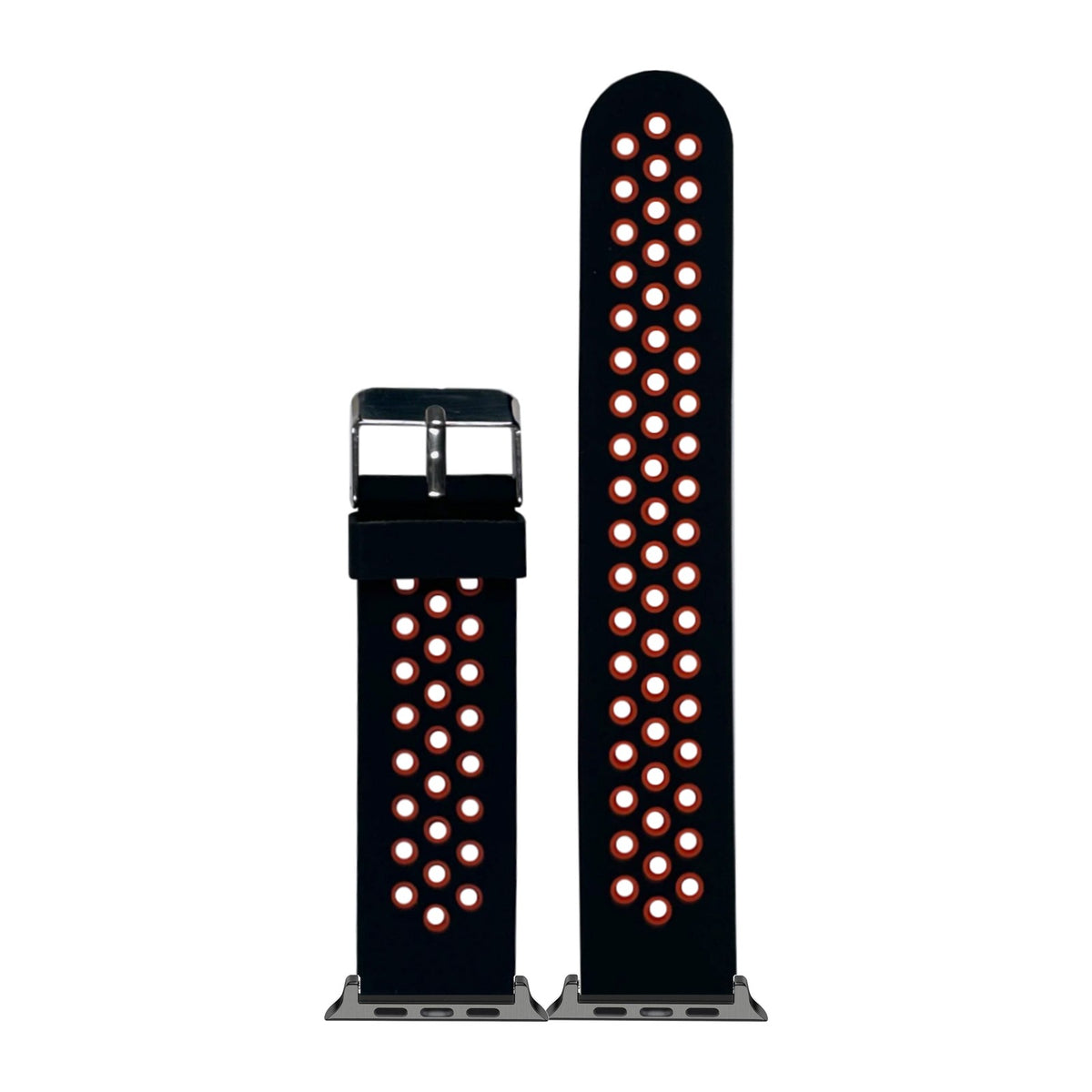 Flexi Sports Silicone Black/Dark Orange Black with Connecters - Spring Bar Type for Apple Watch