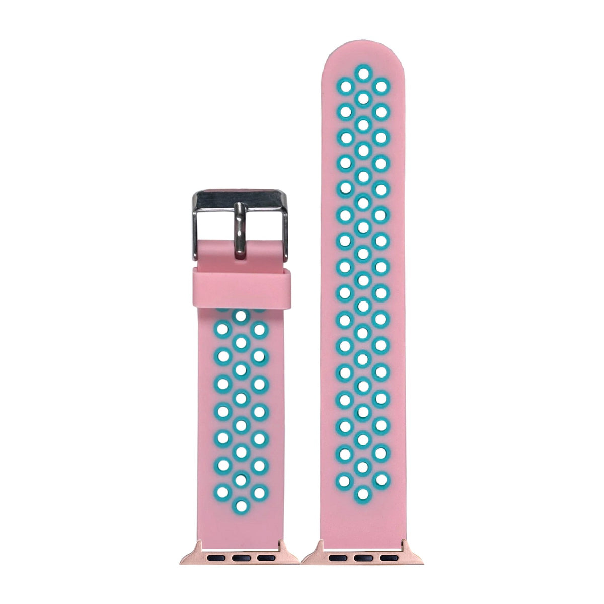 Flexi Sports Silicone Pink/Teal Rose Gold with Connecters - Spring Bar Type for Apple Watch