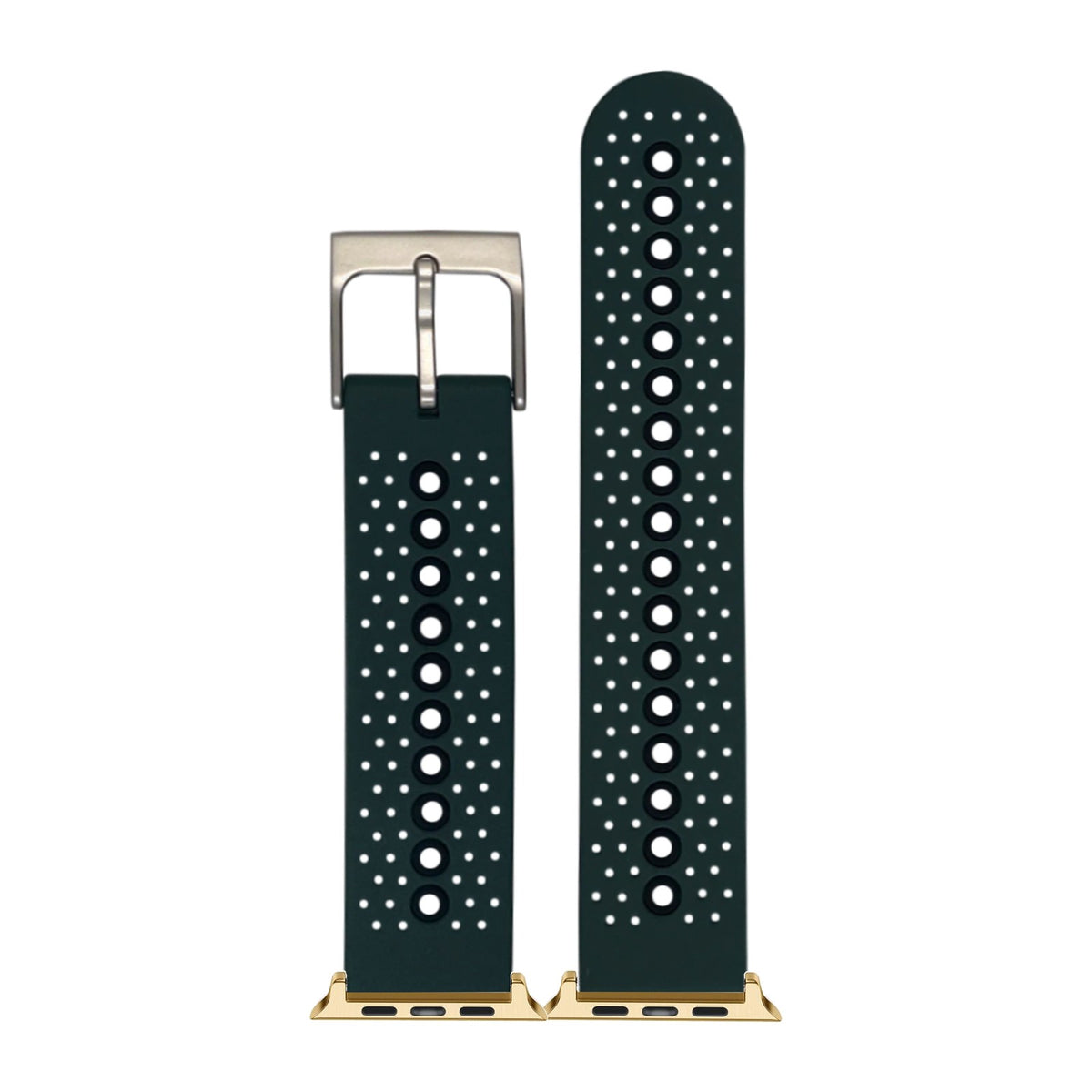Flexi Sports Silicone 2 Forest Green Gold with Connecters - Spring Bar Type for Apple Watch