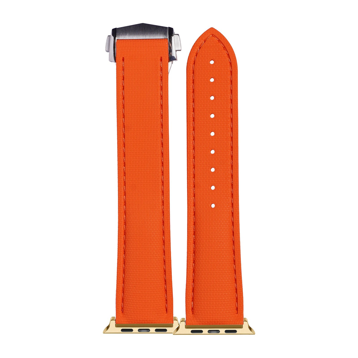 Textured FKM Rubber Orange Gold with Connecters - Spring Bar Type for Apple Watch