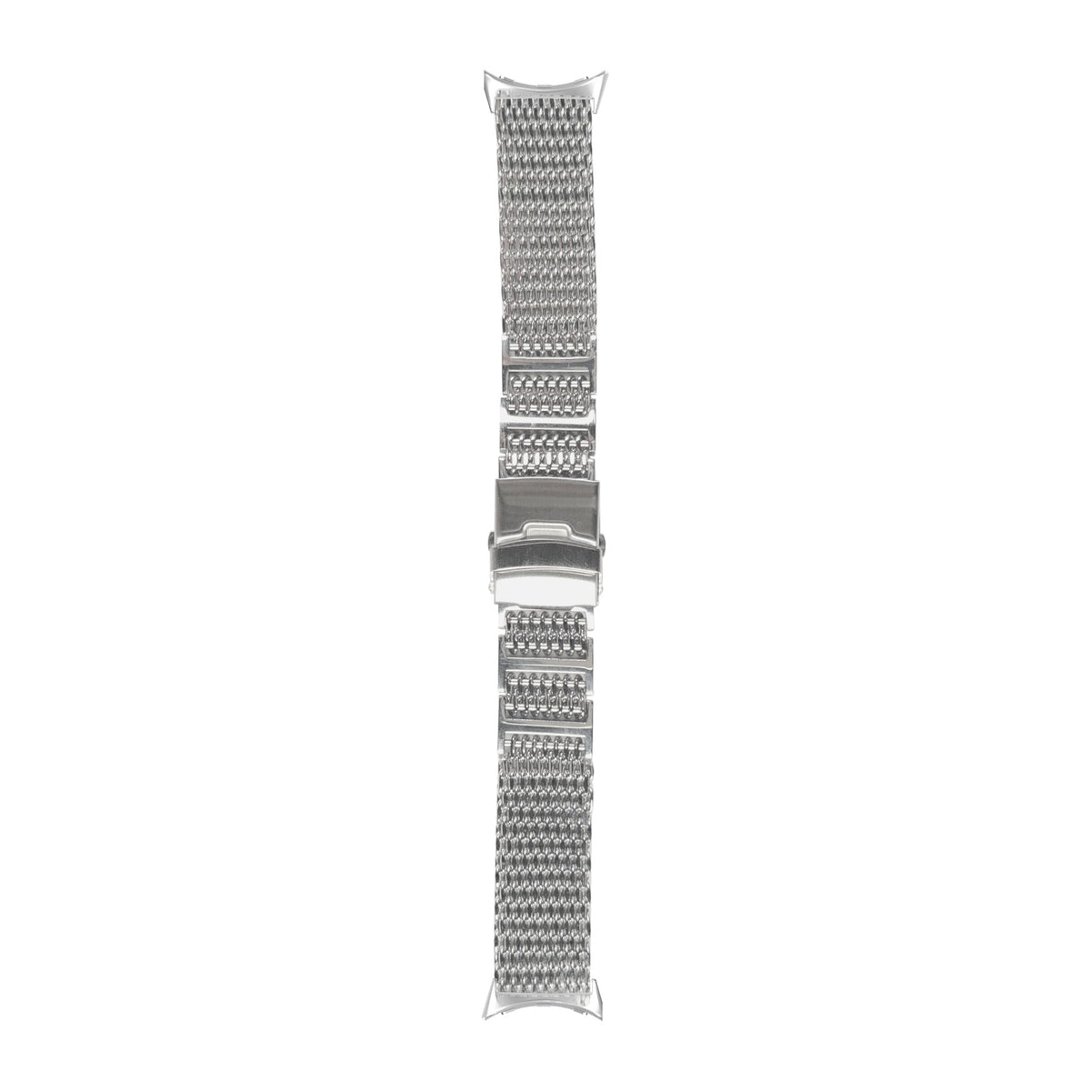 Shark Mesh Bracelet - Folding Deployant Clasp - Silver Silver with Google Pixel Spring Bar Adapters - Wear Any 20mm Strap! for Pixel Watch 1-5 41mm