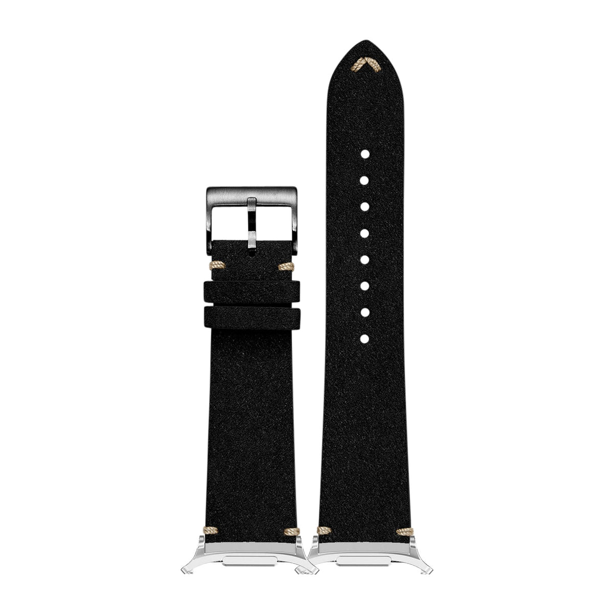 Alcantara Leather - Vintage - Black Silver with Strap Adapter for Galaxy Watch 8-9/Ultra