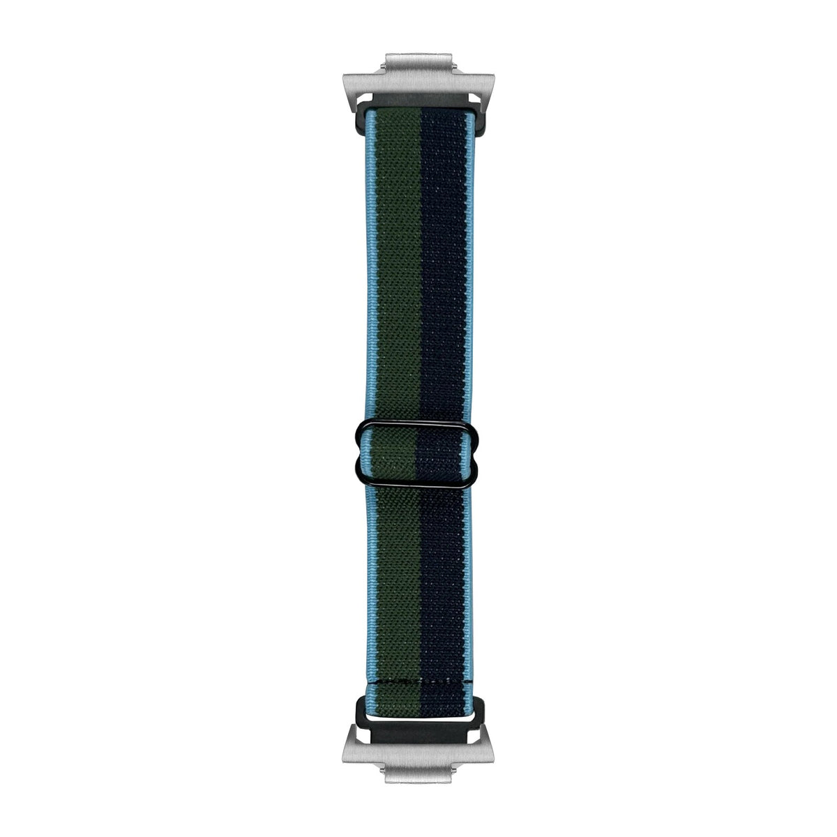 Weaved Elastic Loop Green / Blue Silver with Strap Adapter for Tissot PRX 40