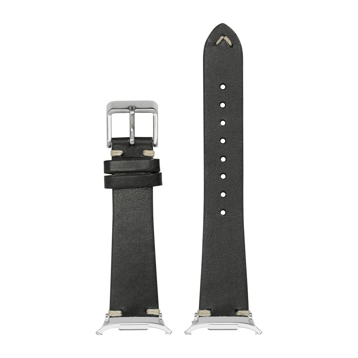 Vintage Knotted Leather - Black Silver with Strap Adapter for Galaxy Watch 8-9/Ultra