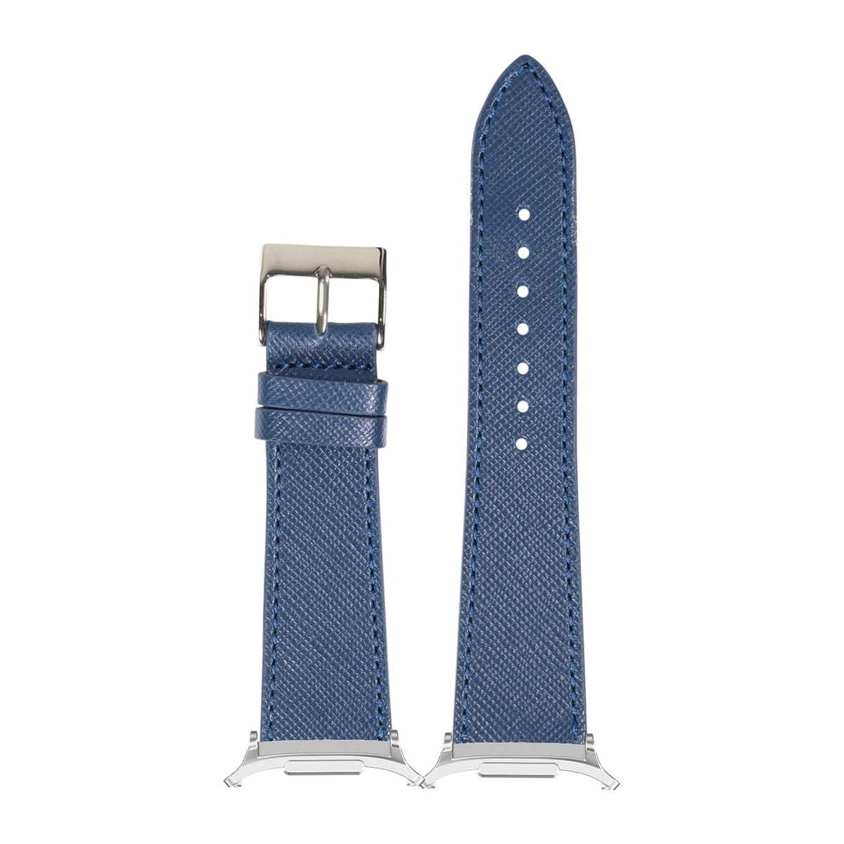 Saffiano Leather - Blue Silver with Strap Adapter for Galaxy Watch 8-9/Ultra
