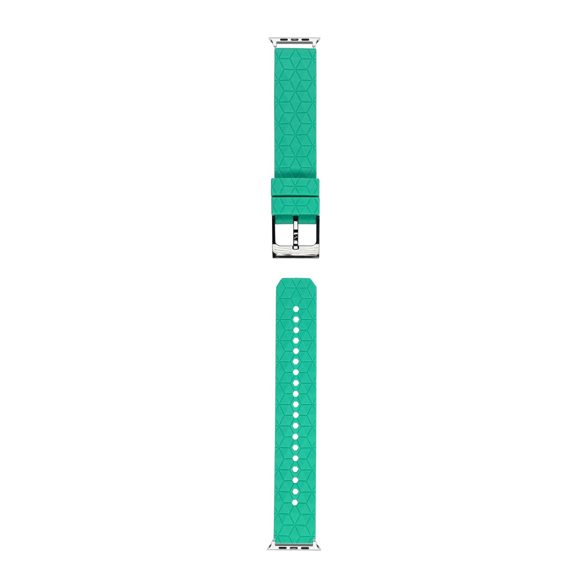 Prism Silicone [Black Hardware] Cyan Silver with Connecters - Spring Bar Type for Apple Watch
