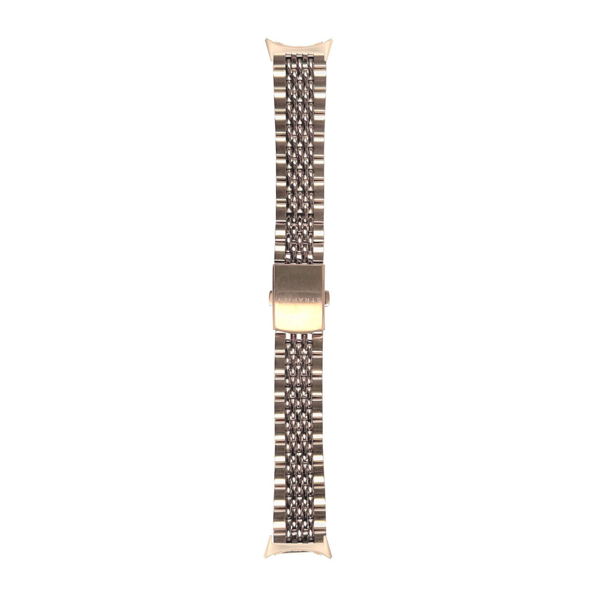 Steel Bracelet - Beads of Rice Rose Gold Rose Gold with Google Pixel Spring Bar Adapters - Wear Any 20mm Strap! for Pixel Watch 1-5 41mm