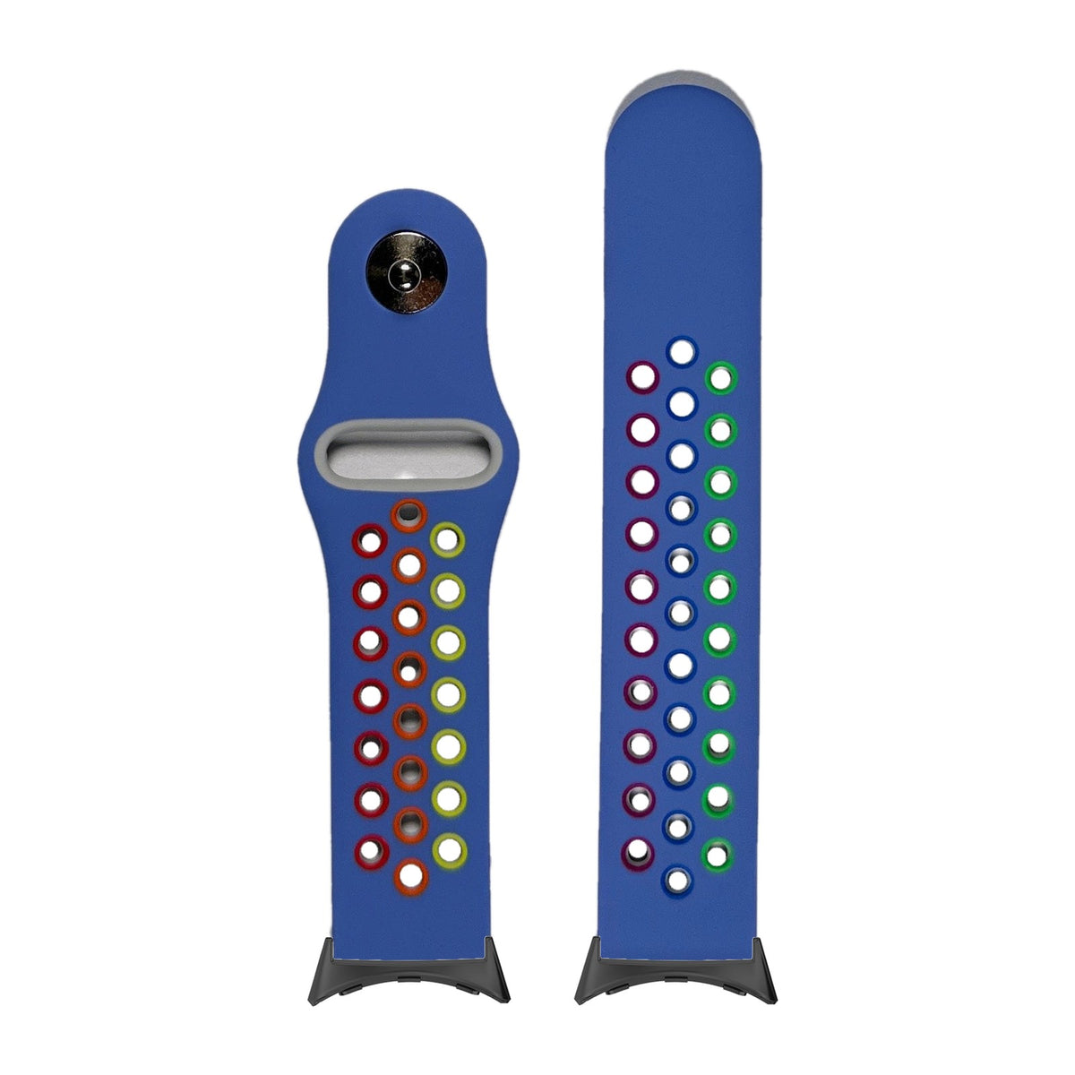 Rainbow Sports Silicone Light Blue Black with Google Pixel Spring Bar Adapters - Wear Any 20mm Strap! for Pixel Watch 1-5 41mm