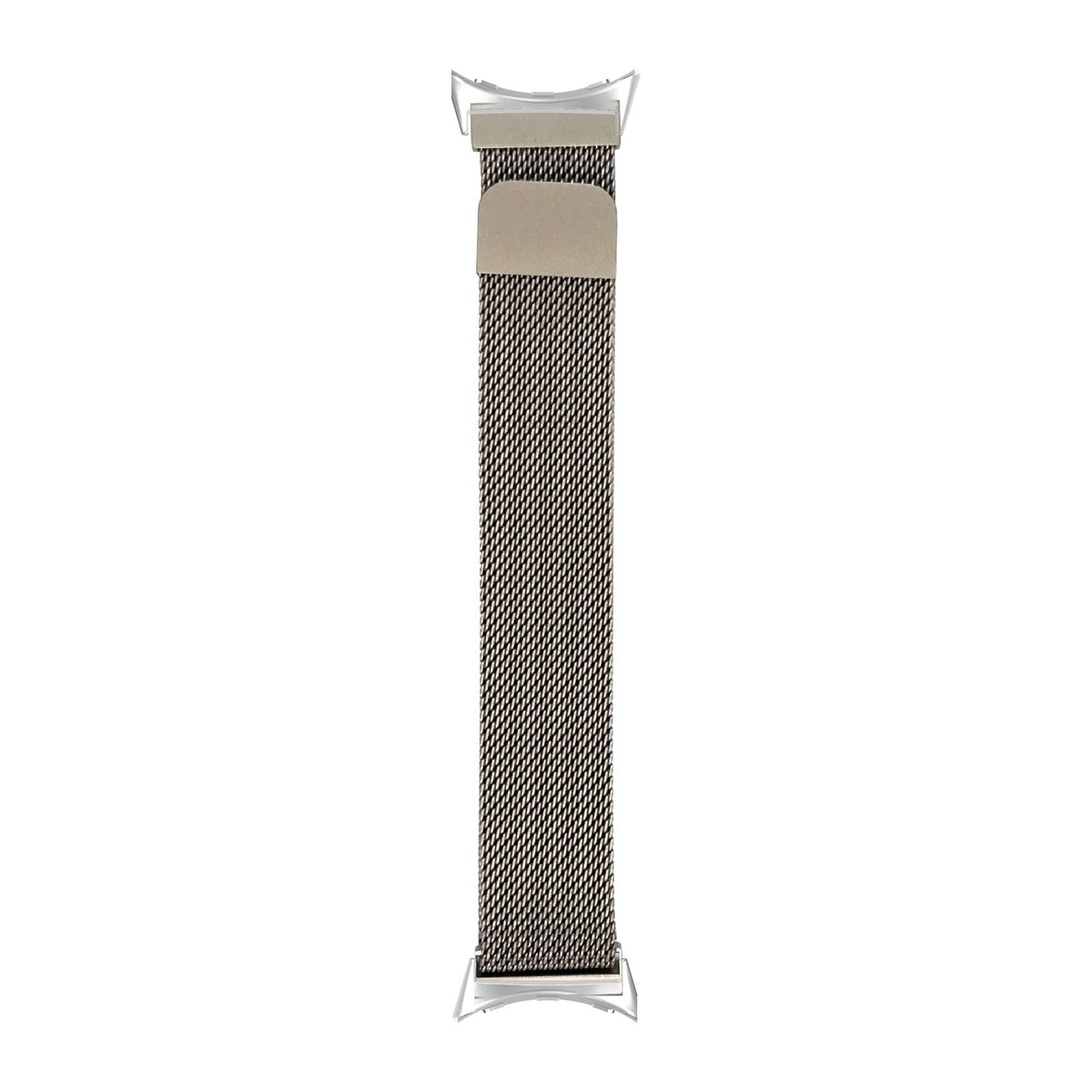 Milanese - Champagne Gold Silver with Google Pixel Spring Bar Adapters - Wear Any 20mm Strap! for Pixel Watch 3-5 45mm