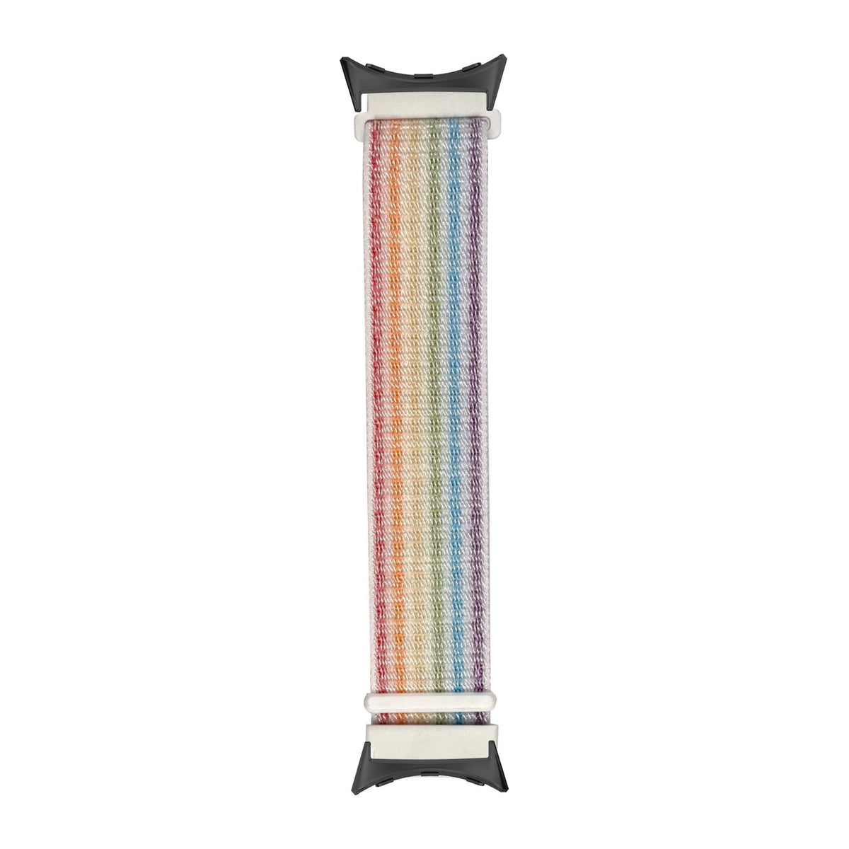 Sports Loop (Velcro) Pastel Rainbow Black with Google Pixel Spring Bar Adapters - Wear Any 20mm Strap! for Pixel Watch 3-5 45mm