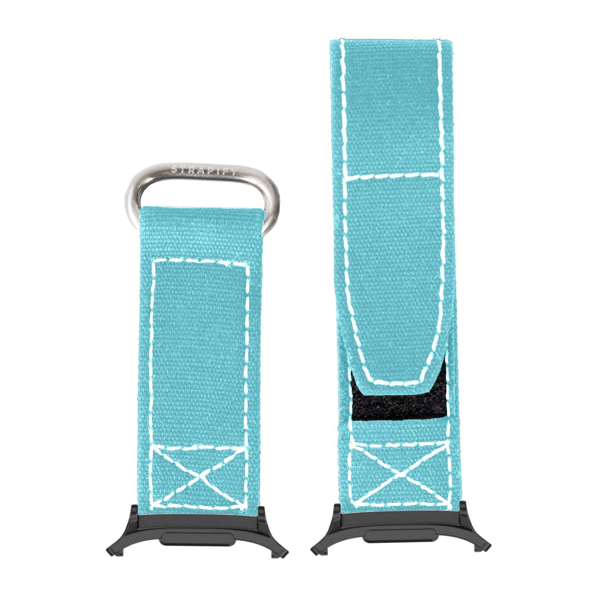 Military Velcro - Sky Blue | White Stitching for the Galaxy Watch 8, 9 and Ultra with adapter fitted