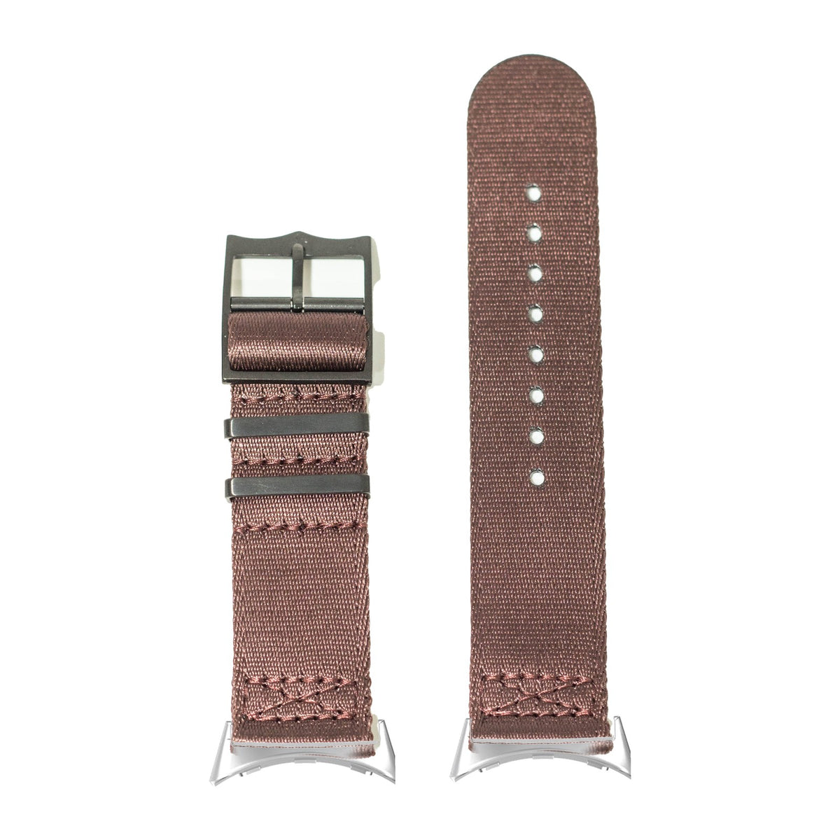Ultra Militex - Stealth Brown [Black Hardware] Silver with Google Pixel Spring Bar Adapters - Wear Any 20mm Strap! for Pixel Watch 3-5 45mm