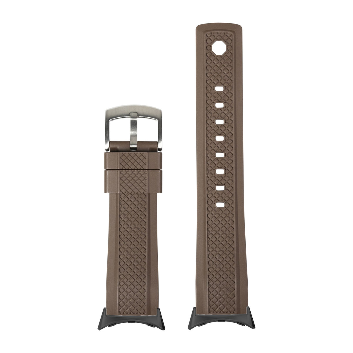 GridLock FKM Rubber - Coffee Brown with Google Pixel Spring Bar Adapters - Wear Any 20mm Strap! for Pixel Watch 3-5 45mm