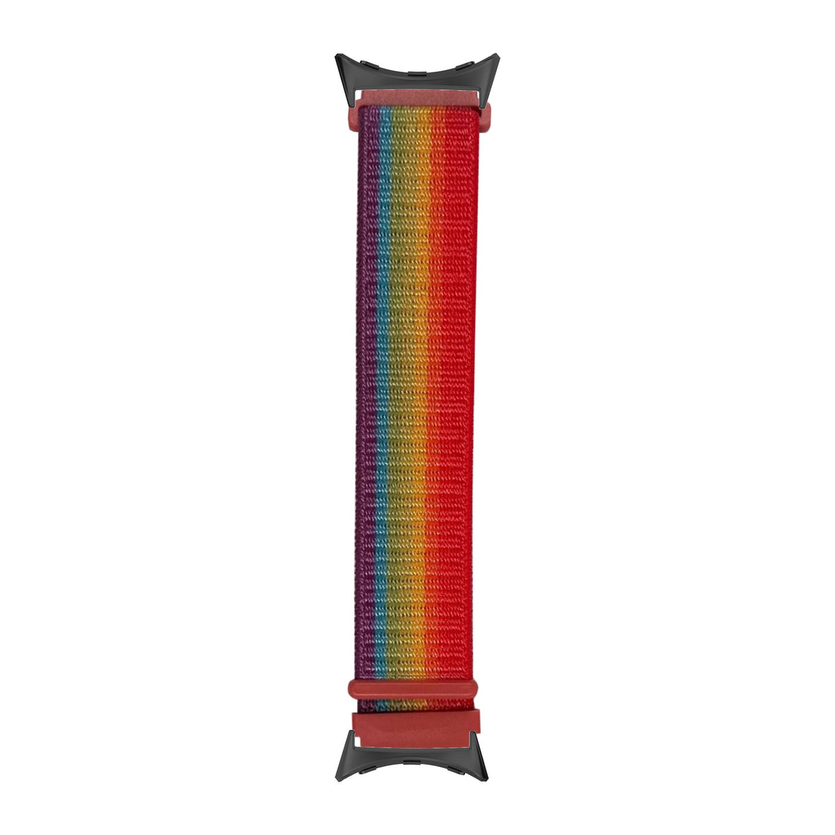 Sports Loop (Velcro) Rainbow Black with Google Pixel Spring Bar Adapters - Wear Any 20mm Strap! for Pixel Watch 3-5 45mm