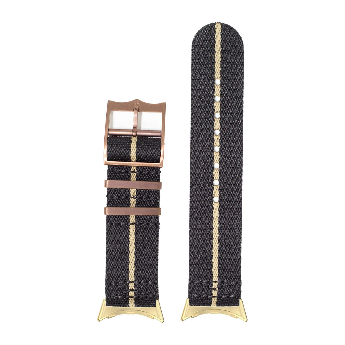Cross Militex - Black / Wheat [Bronze Coloured Hardware] Gold with Google Pixel Spring Bar Adapters - Wear Any 20mm Strap! for Pixel Watch 3-5 45mm