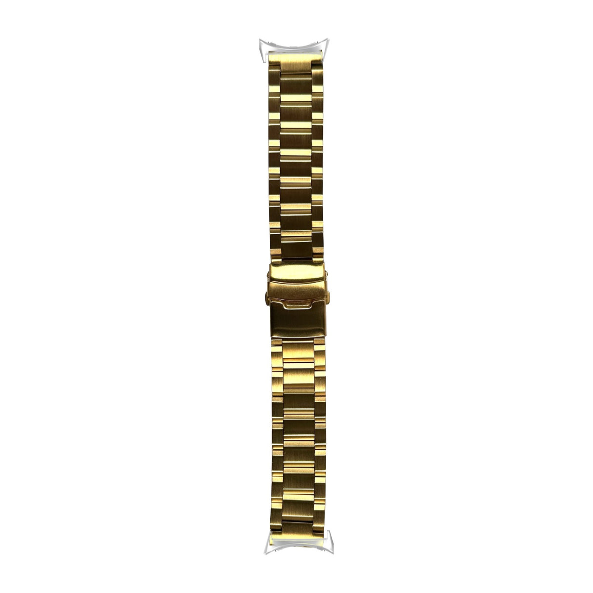 Steel Bracelet - Hex Link Gold Silver with Safety Deployant Clasp with Google Pixel Spring Bar Adapters - Wear Any 20mm Strap! for Pixel Watch 1-5 41mm