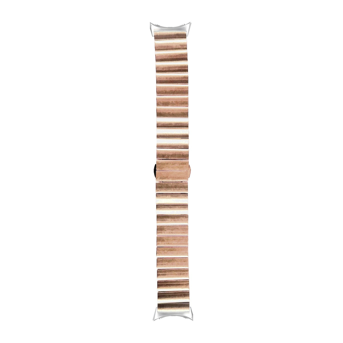 Steel Bracelet (Rose Gold) - Deployment Clasp 3 Silver with Google Pixel Spring Bar Adapters - Wear Any 20mm Strap! for Pixel Watch 3-5 45mm