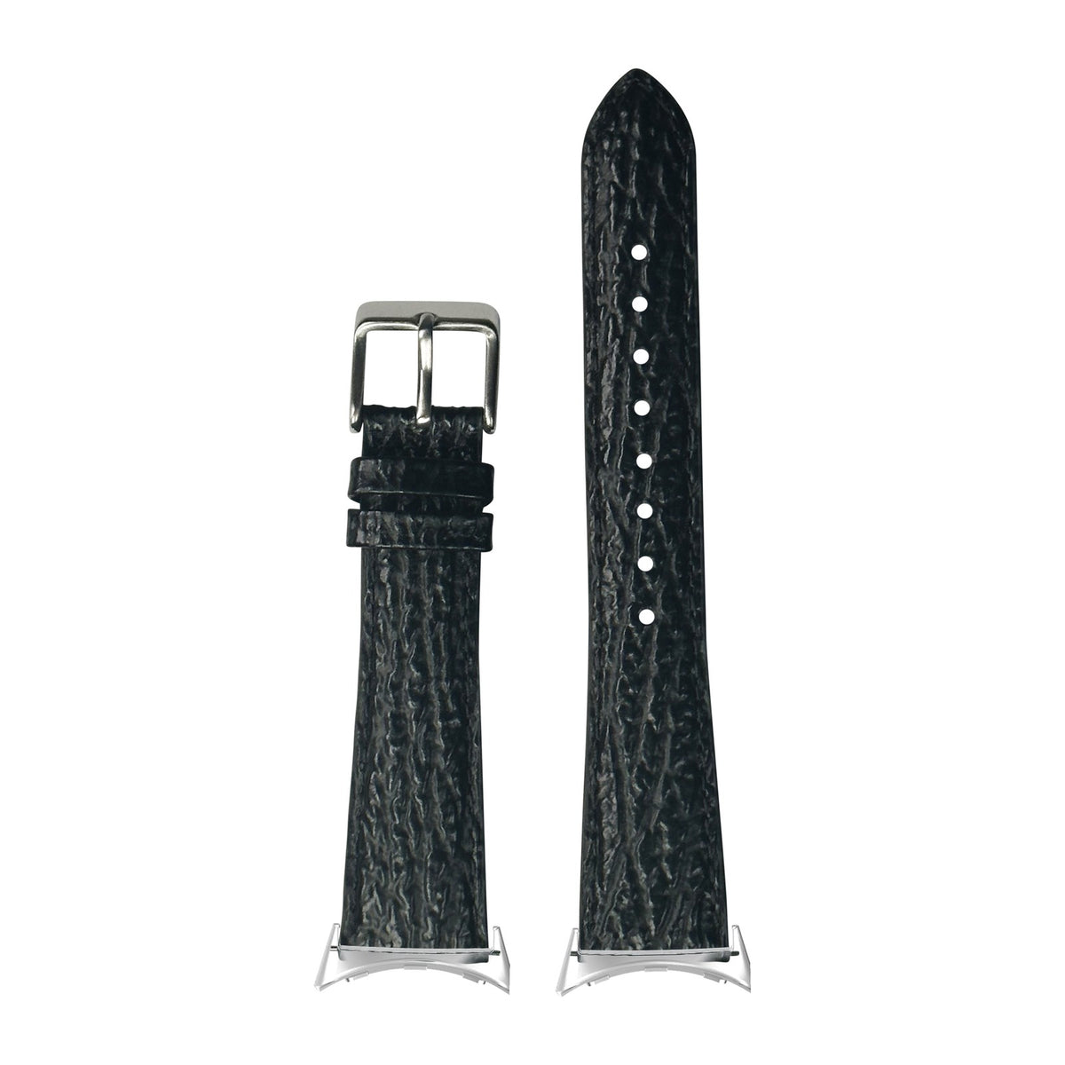 Faux Sharkskin - Black Silver with Google Pixel Spring Bar Adapters - Wear Any 20mm Strap! for Pixel Watch 1-5 41mm