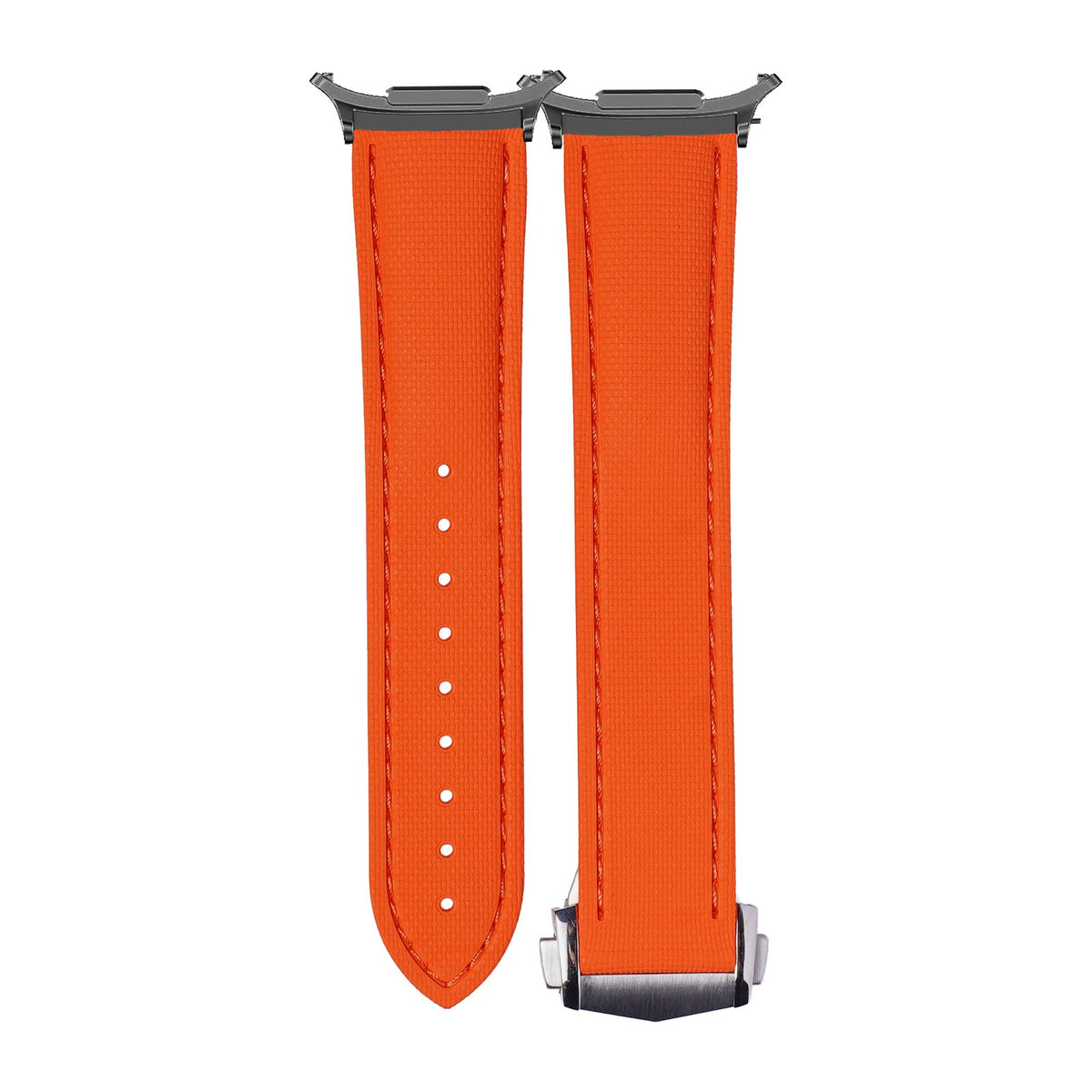Textured FKM Rubber Orange Grey with Strap Adapter for Galaxy Watch 8-9/Ultra