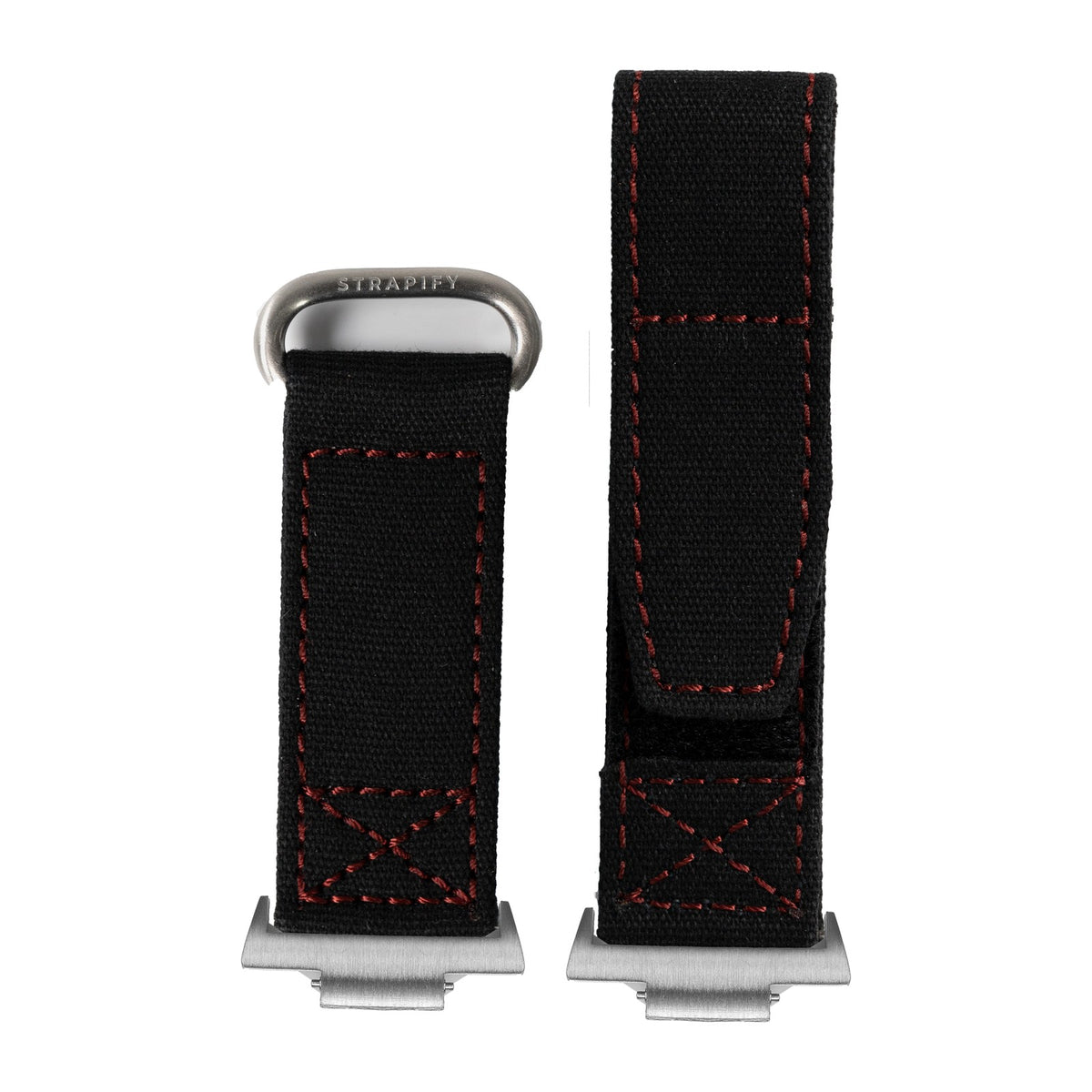 Military Velcro - Black/Red Silver with Strap Adapter for Tissot PRX 40