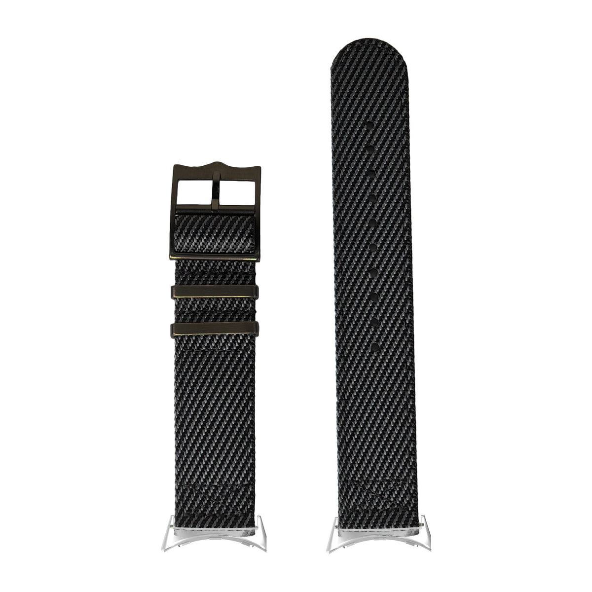 Cross Militex - Dark Grey [Black Hardware] Silver with Google Pixel Spring Bar Adapters - Wear Any 20mm Strap! for Pixel Watch 3-5 45mm