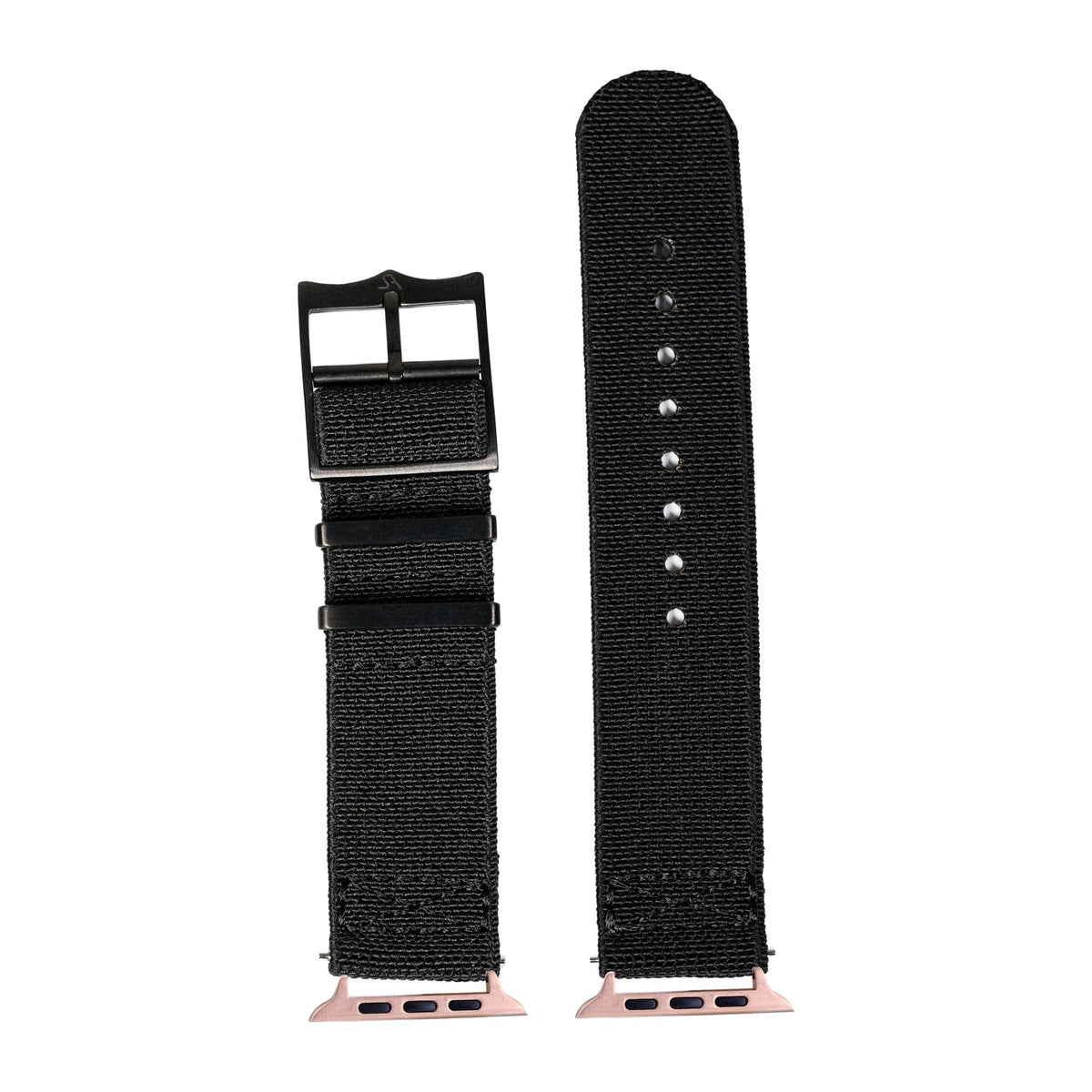 ElastoFlex - Stealth Black [Black Hardware] Rose Gold with Connecters - Spring Bar Type for Apple Watch