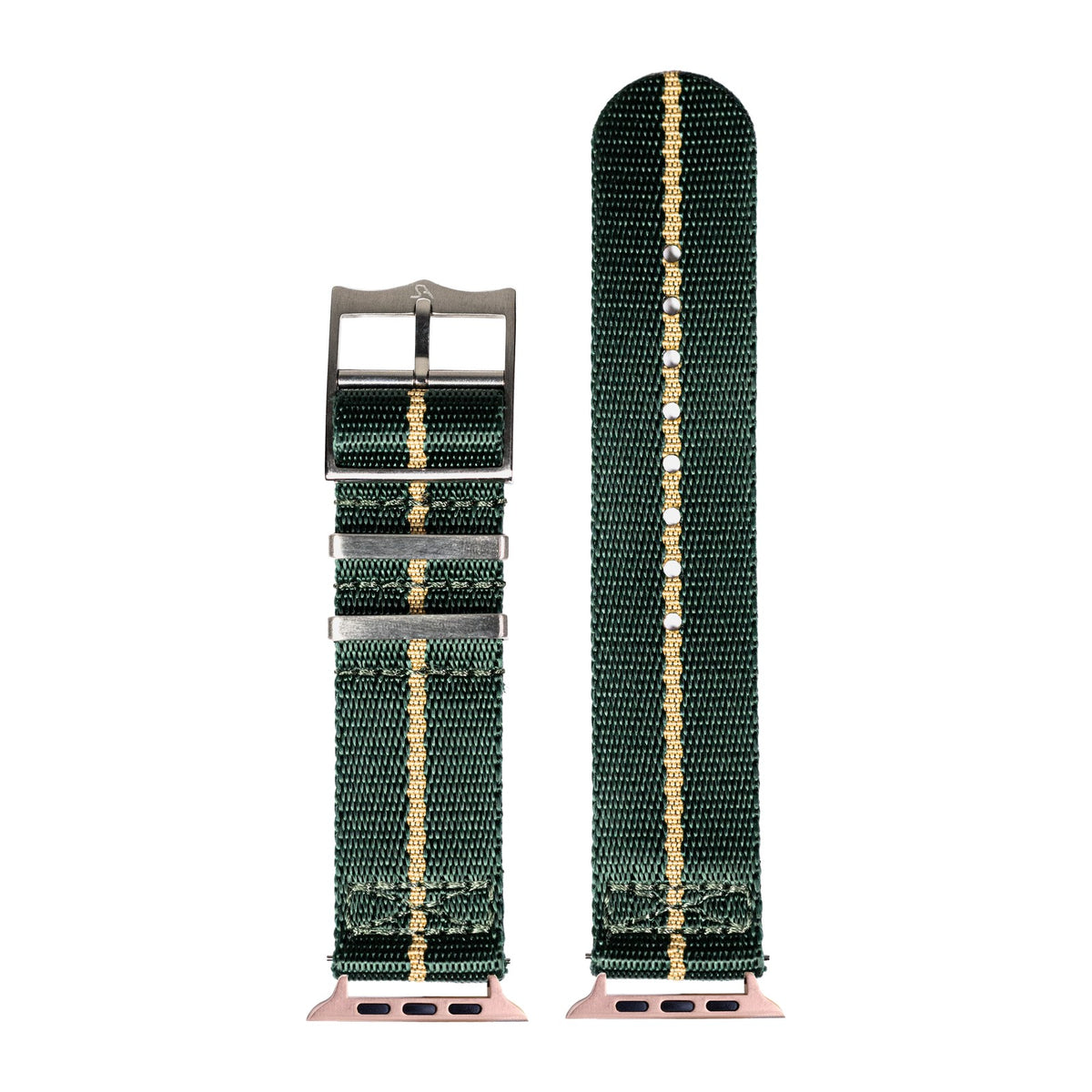 Supreme Militex - Green/Wheat Rose Gold with Connecters - Spring Bar Type for Apple Watch