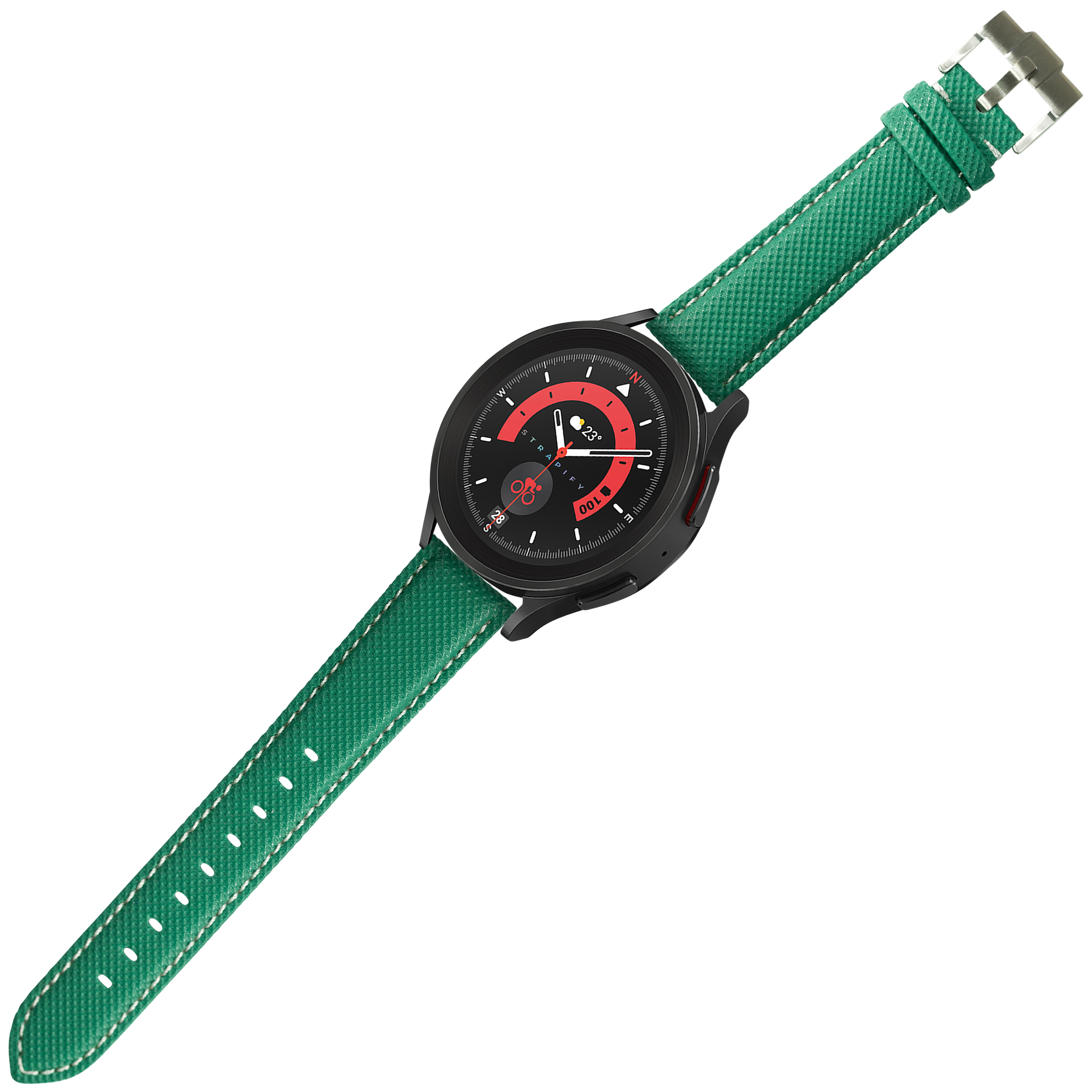 [Tissot Prx 40] Sailcloth - Emerald Green | White Stitching