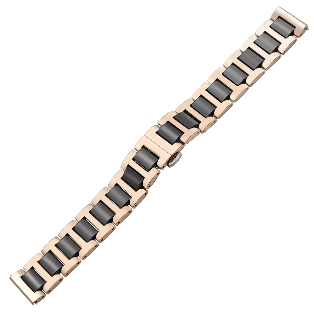 Rose gold and black ceramic quick release watch bracelet, flat lay cutout