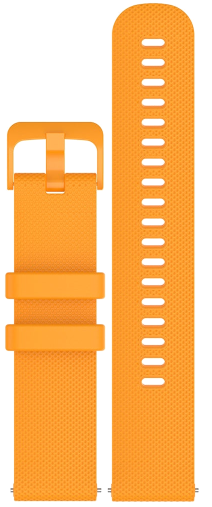 Orange Classic Silicone quick release watch strap flat lay, buckle arm and tail arm