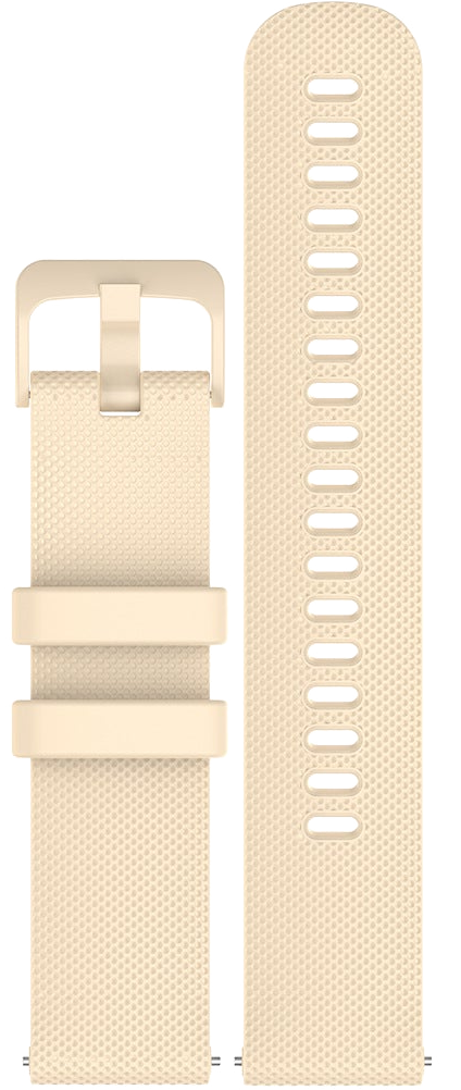 Tan Classic Silicone quick release watch strap flat lay, buckle arm and tail arm