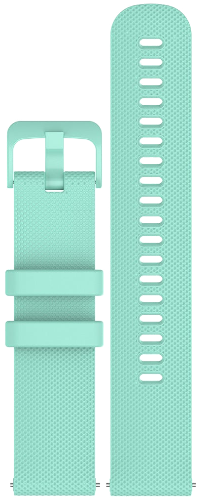Teal Classic Silicone quick release watch strap flat lay, buckle arm and tail arm