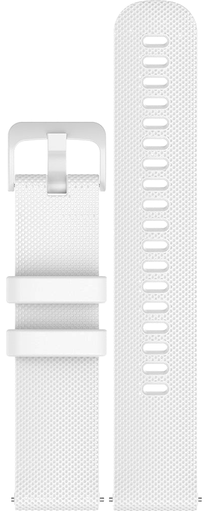 White Classic Silicone quick release watch strap flat lay, buckle arm and tail arm