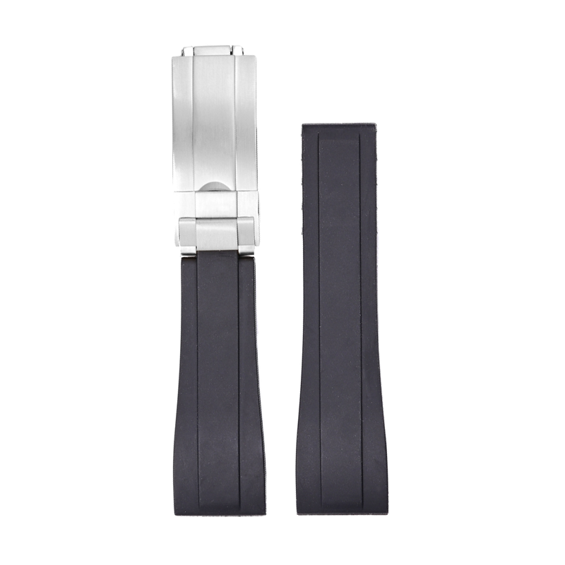 Vulcanised Rubber with Oyster Clasp - Black