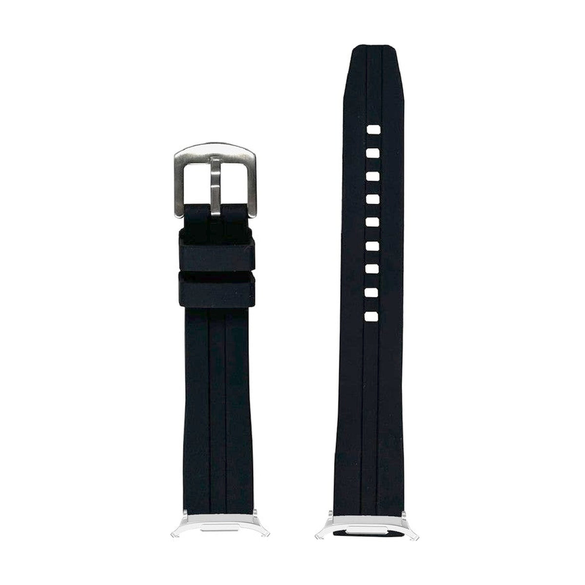 Large Silicone - Black Silver with Strap Adapter for Galaxy Watch 8-9/Ultra