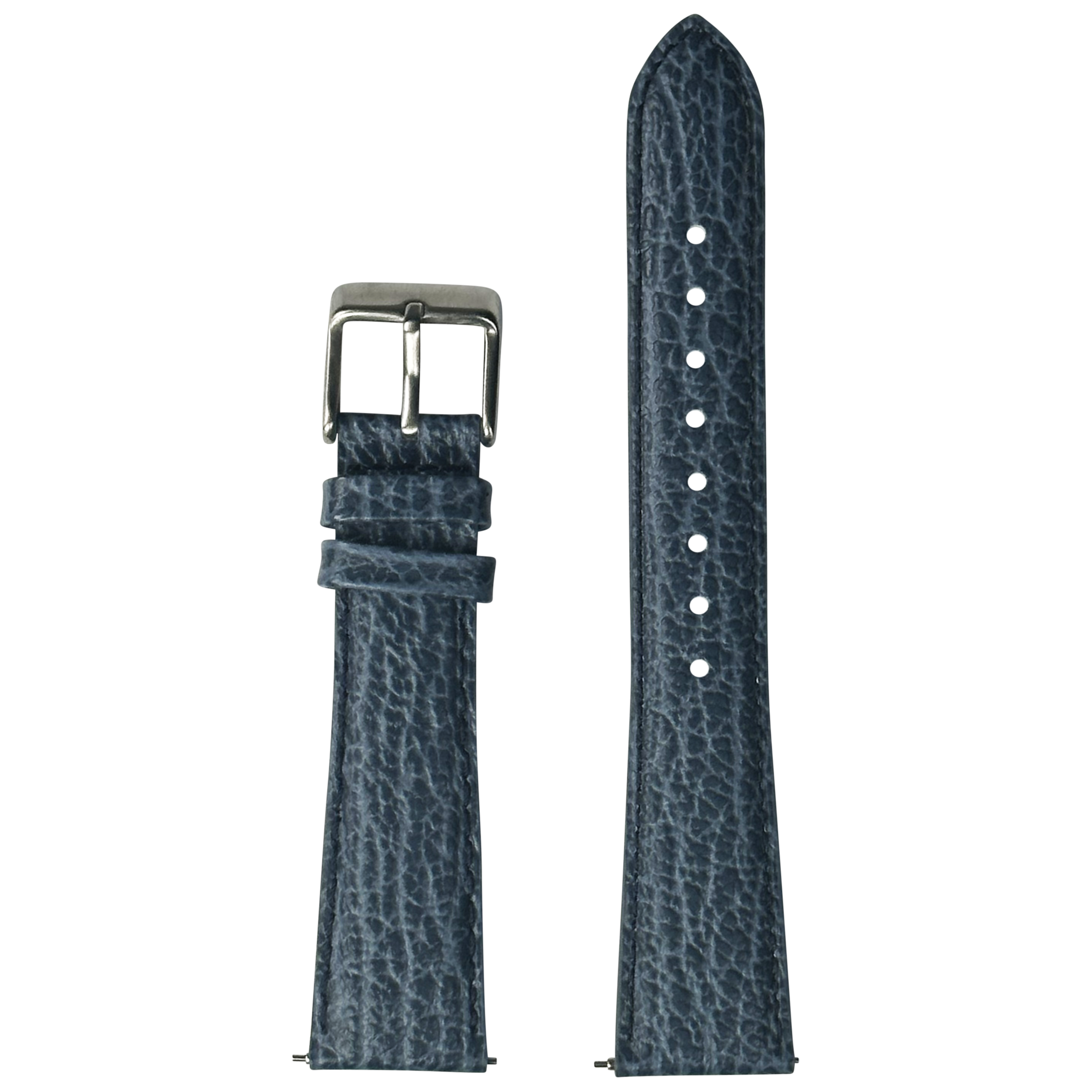 Blue faux sharkskin watch band 26mm with quick fit system and stainless steel buckle