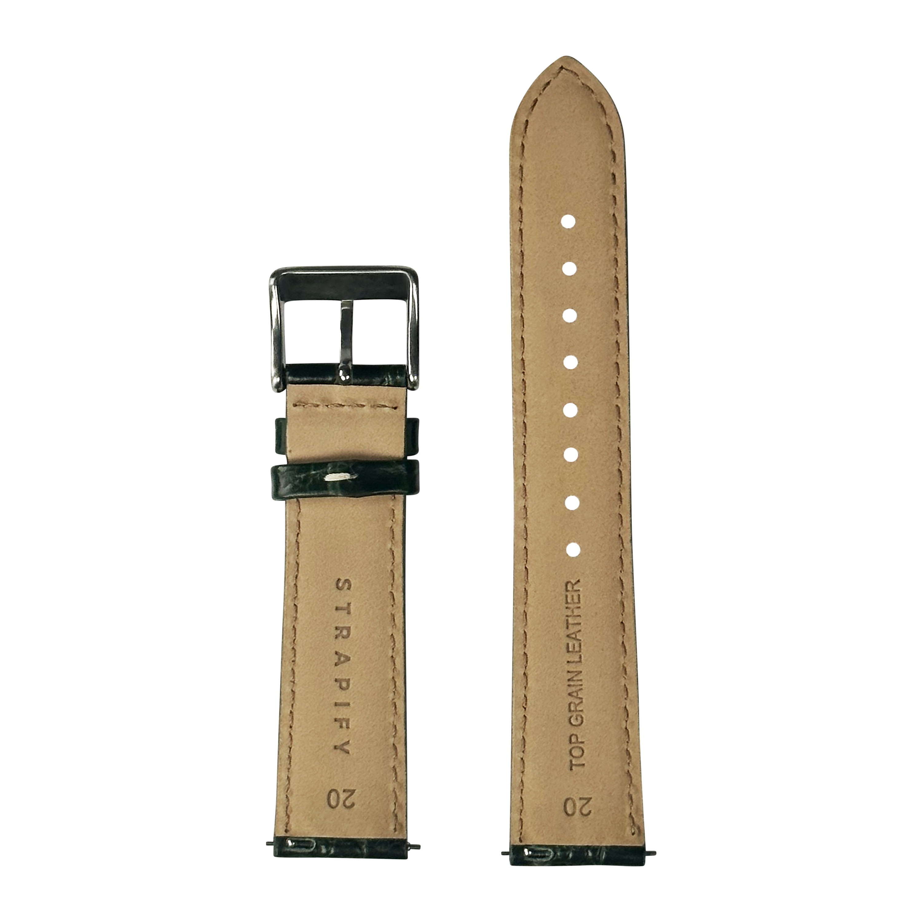[Tissot Prx 40] Alligator Leather - Dark Green | White Stitching