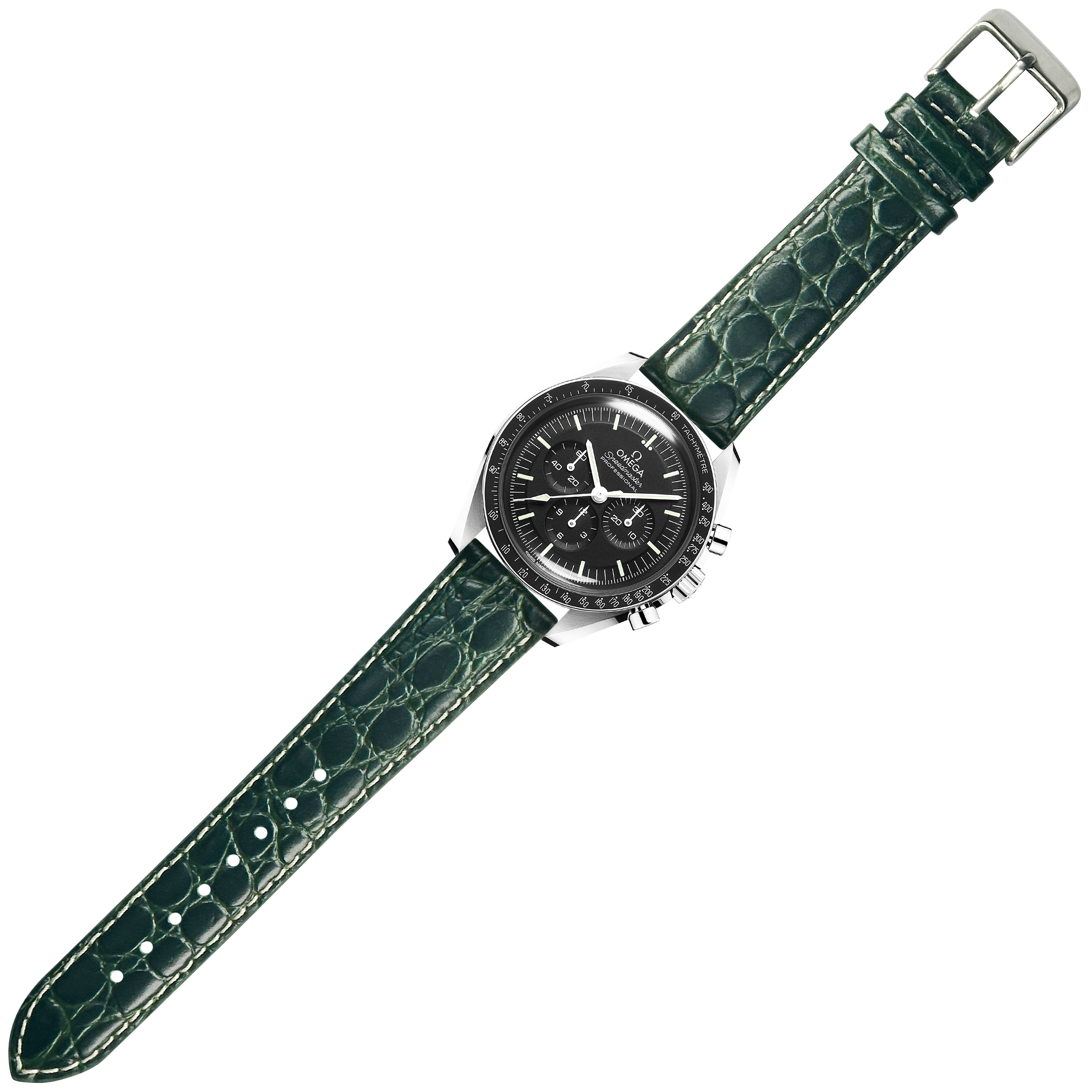 [QuickFit] Alligator Leather - Dark Green | White Stitching