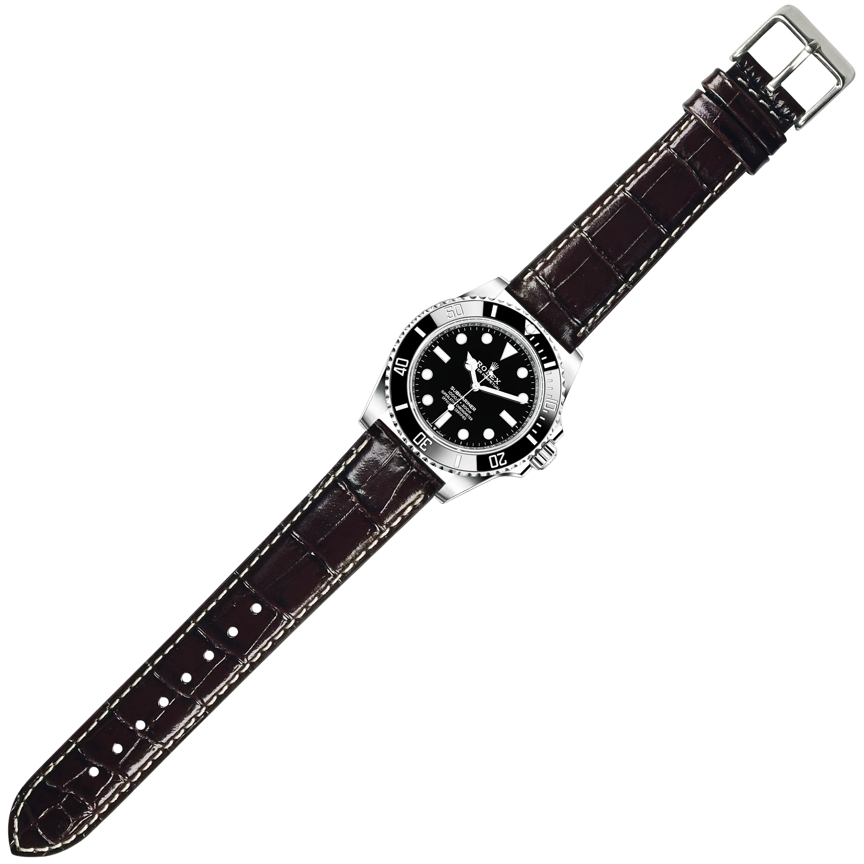 [QuickFit] Alligator Leather - Dark Brown | Contrast Stitching