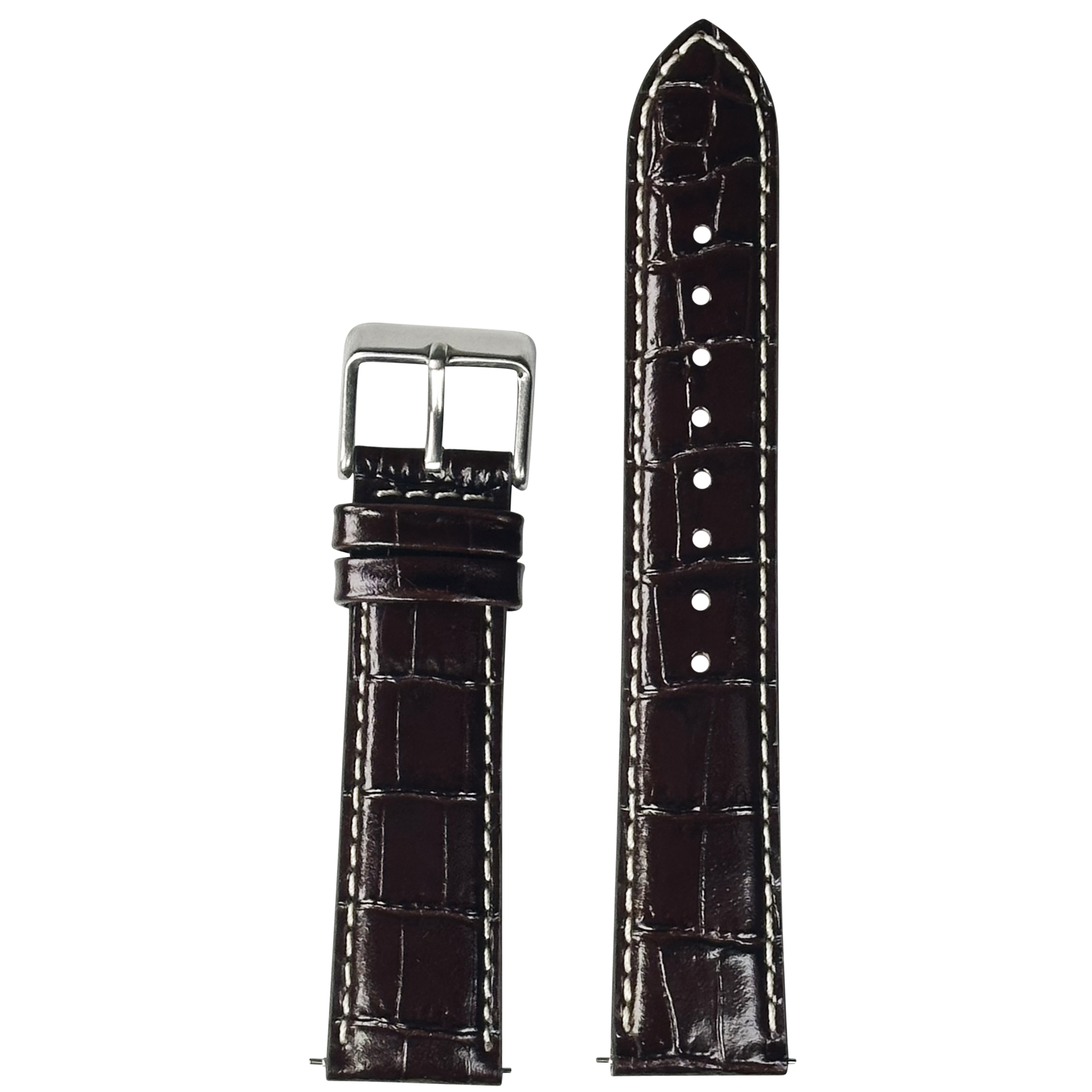 [Fitbit Versa 3 & 4/Sense 1 & 2] Alligator Leather - Dark Brown | Contrast Stitching