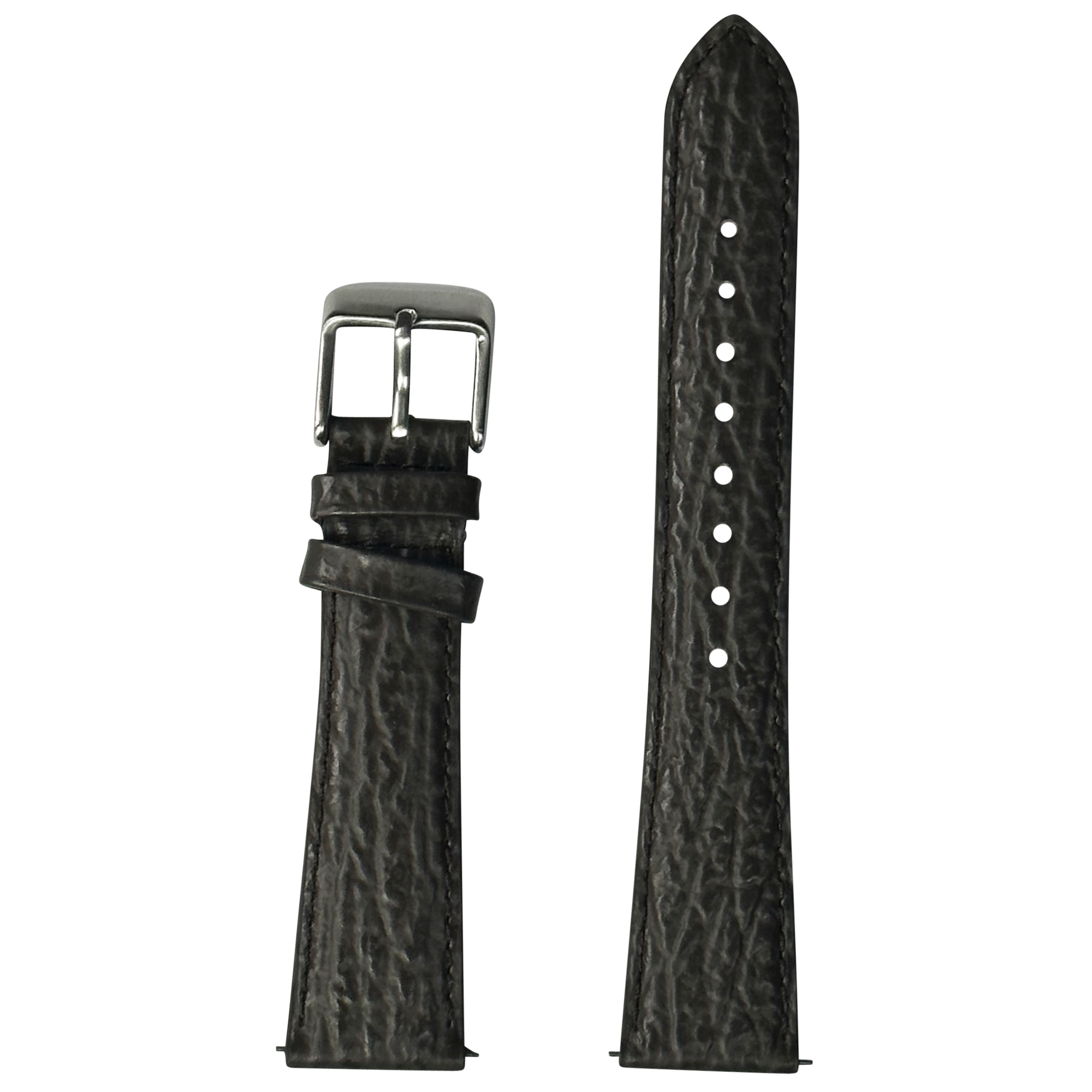 Black faux sharkskin watch band 26mm with quick-fit system and stainless steel buckle